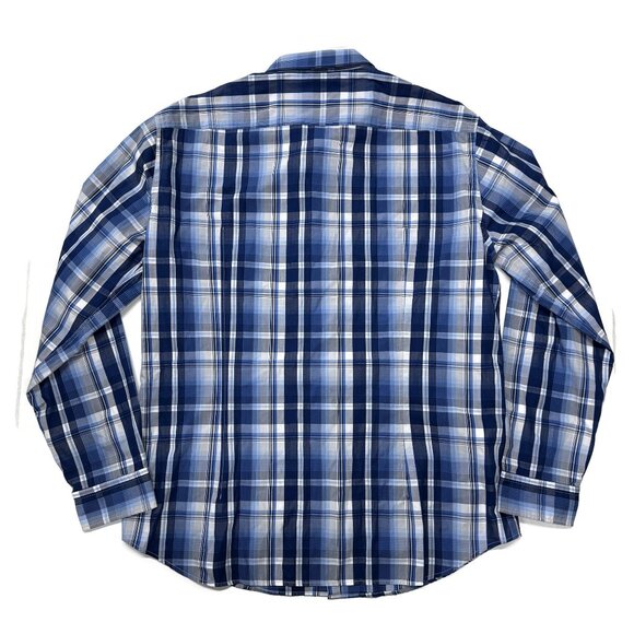 Hugo Boss NWT Green Label Button Up Shirt Mens XXL Blue Plaid Cotton Long Sleeve - Picture 12 of 12